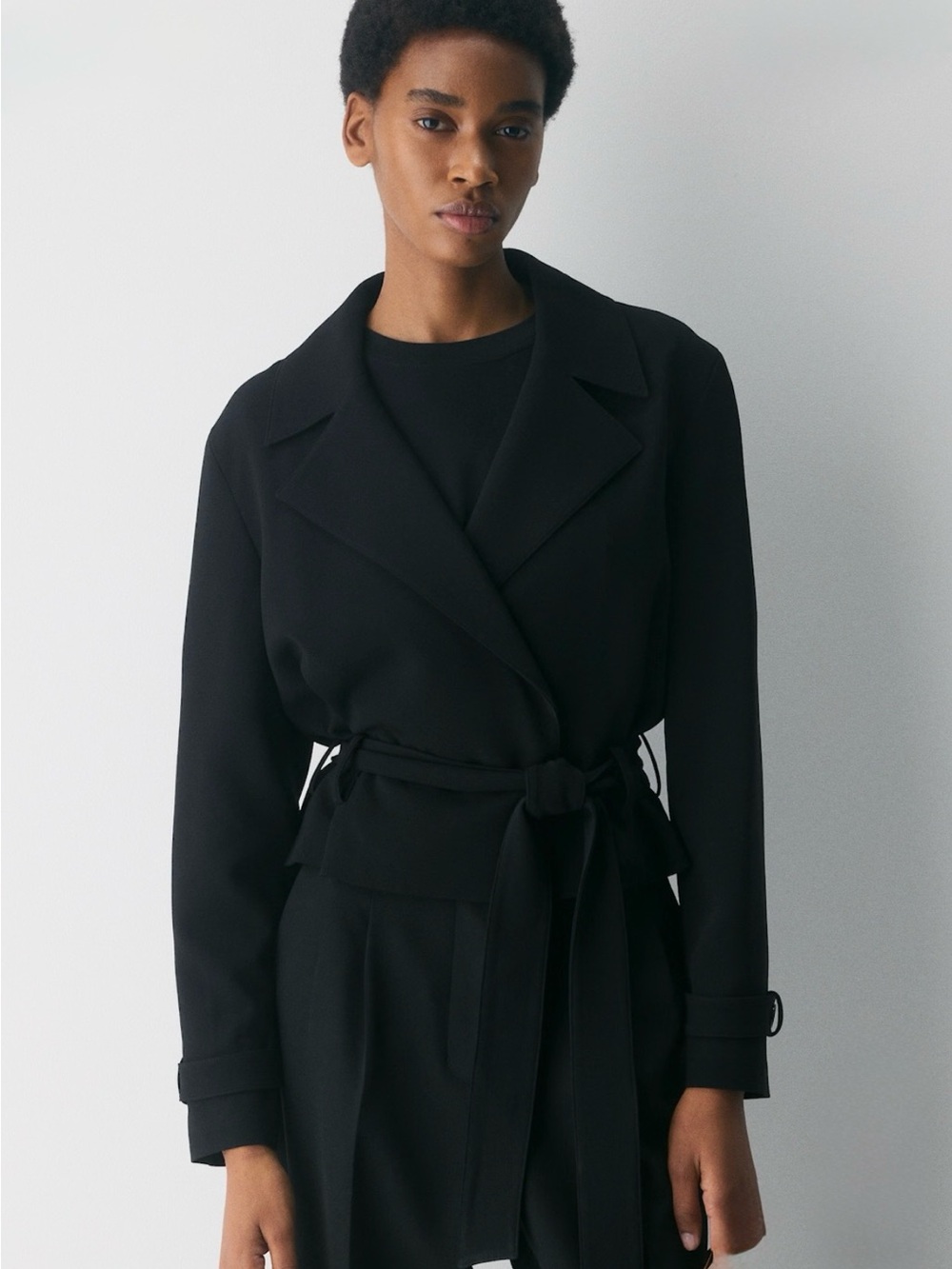 Aritzia Black Belted Trench Jacket